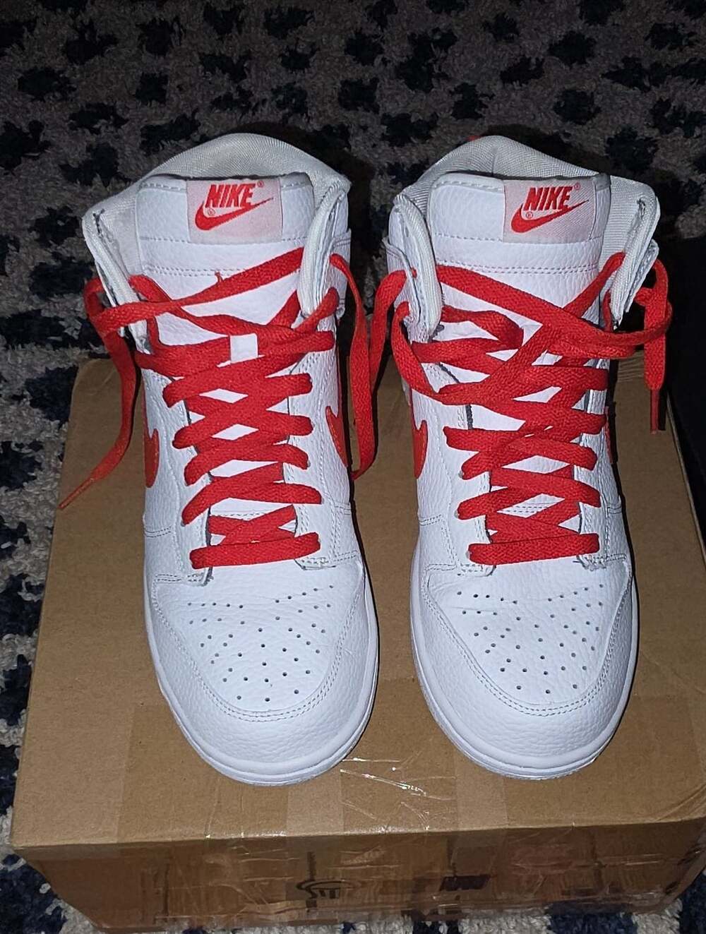 Nike Dunk High ID White and Red Sneakers Size 8